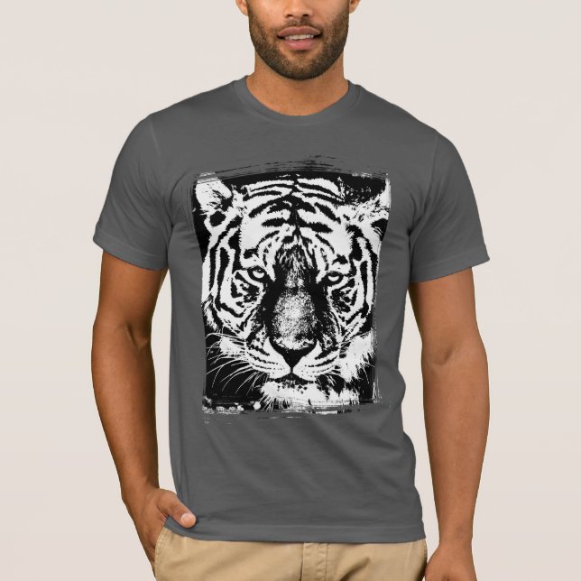 Camiseta Tigre de animales Hombres de manga corta Asfalto G (Anverso)