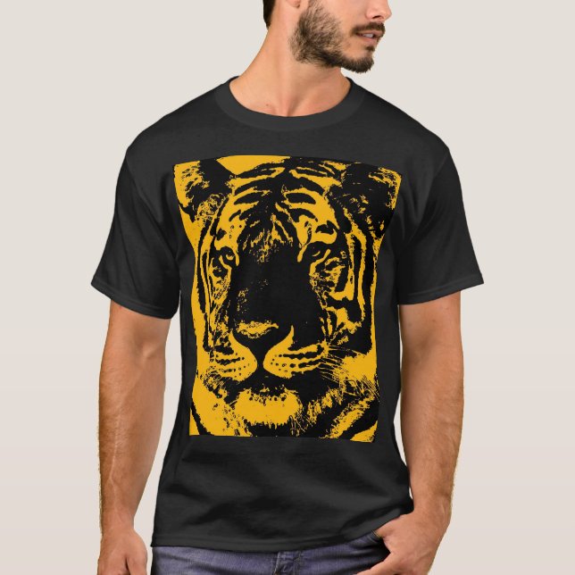 Camiseta Tigre de arte pop amarillo negro (Anverso)