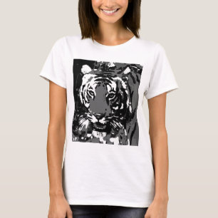 Camiseta Tigre de arte pop blanco negro