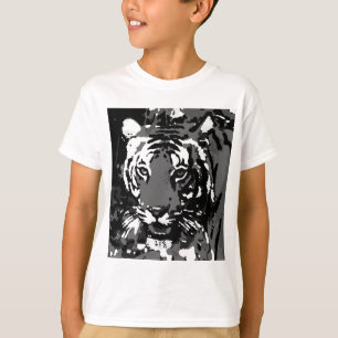 Camiseta Tigre de arte pop blanco negro