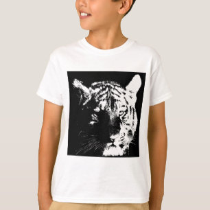 Camiseta Tigre de arte pop blanco y negro