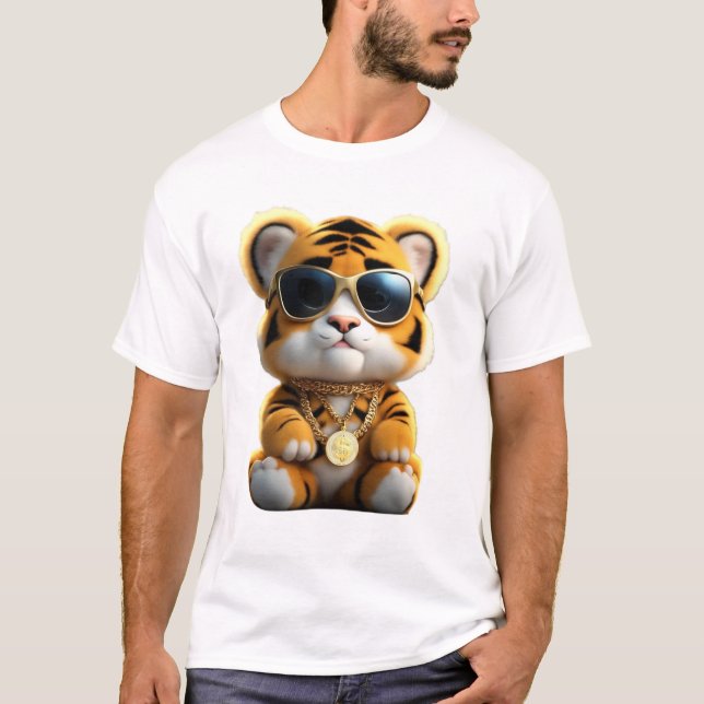 Camiseta Tigre De Bebé De Pluma Ahogado Y Amarañado De Guay (Anverso)