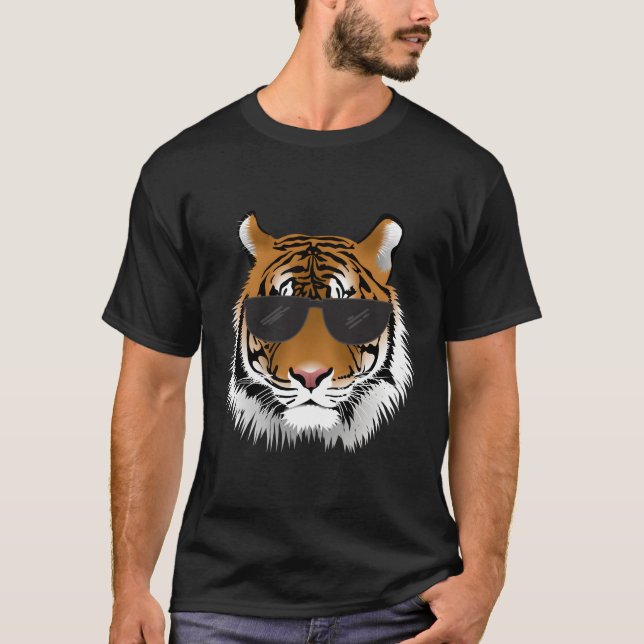 Camiseta Tigre de Bengala Con Gafas De Sol Cabeza De Tigre  (Anverso)