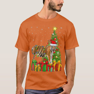 Camiseta Tigre de Bengala iluminando el árbol de Navidad ti