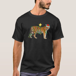 Camiseta Tigre de Bengala iluminando el árbol de Navidad ti