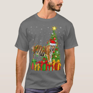 Camiseta Tigre de Bengala iluminando el árbol de Navidad ti