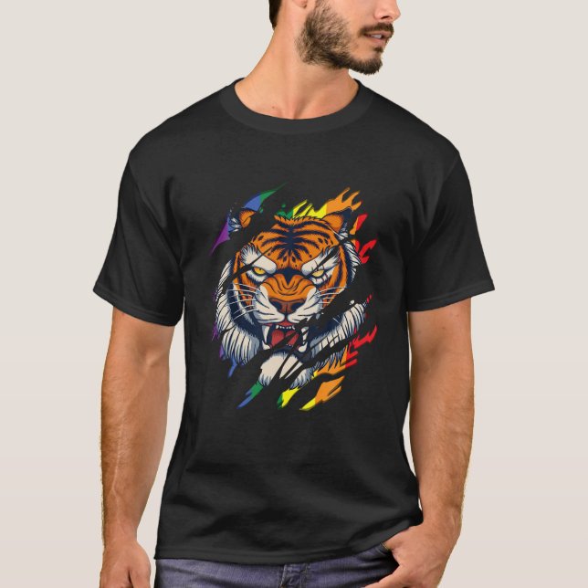 Camiseta Tigre de Bengala Lágrima del Orgullo Gay LGBT (Anverso)