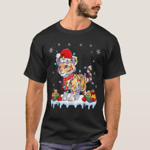 Camiseta Tigre de Bengala usando Santa Hat Xmas Tigre de Be