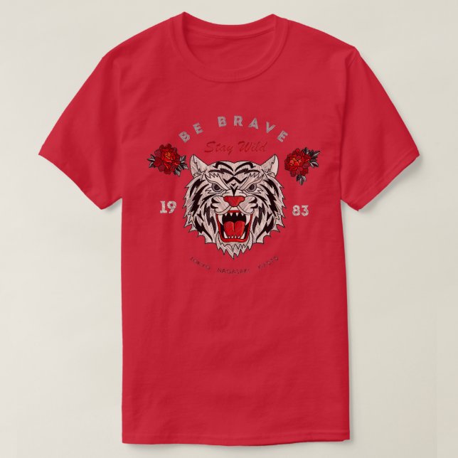 Camiseta Tigre de cosecha japonés - El bordado se mantiene  (Diseño del anverso)