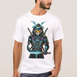 Camiseta Tigre de Cyber Samurai - Arte guerrero futurista