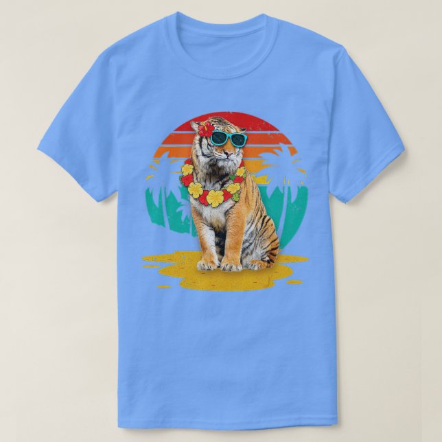 Camiseta Tigre de época con gafas de sol Hombres de Verano  (Diseño del anverso)