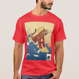 Camiseta Tigre de época Kanagawa Gran Ola Japón