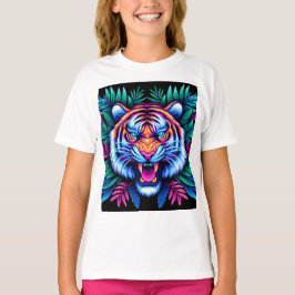 Camiseta Tigre de neón y hojas de selva