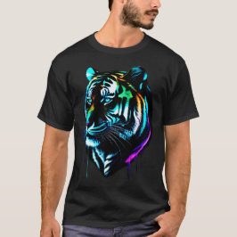 Camiseta Tigre de resplandor acuarela colorida