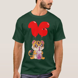 Camiseta Tigre de té de burbuja - cumpleaños 16 - globo inf