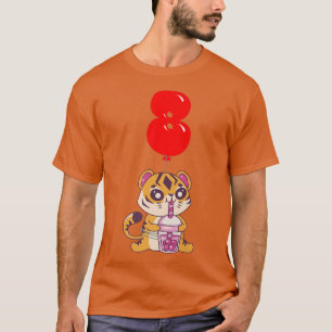 Camiseta Tigre de té de burbuja - octavo cumpleaños - niños