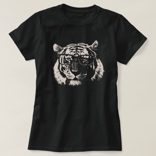Camiseta Tigre del inconformista con los vidrios (Diseño del anverso)