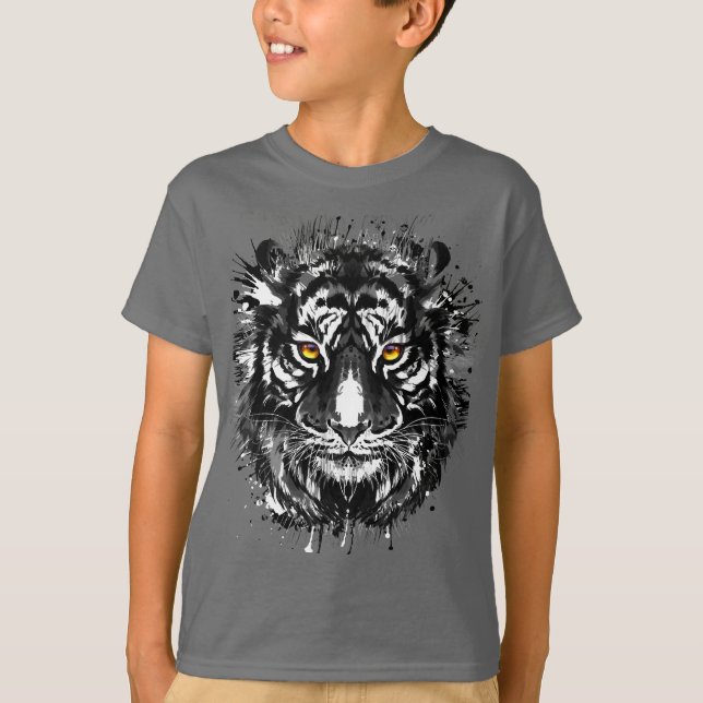Camiseta Tigre | Dibujo de tigres negros y blancos (Anverso)