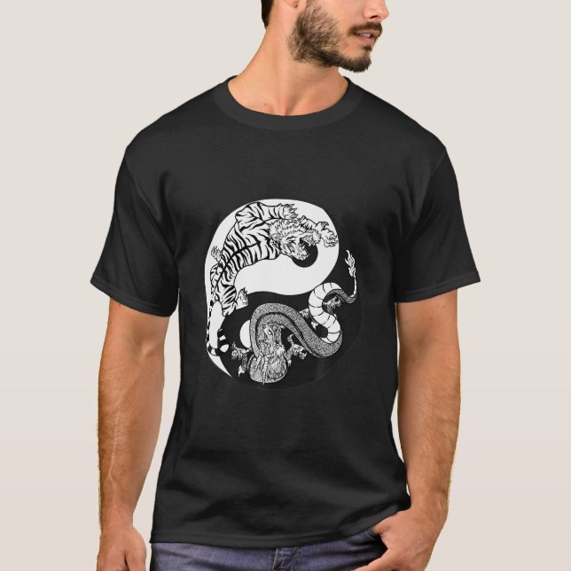 Camiseta Tigre dragón Yin Yang balancea el taoísmo chino Ph (Anverso)