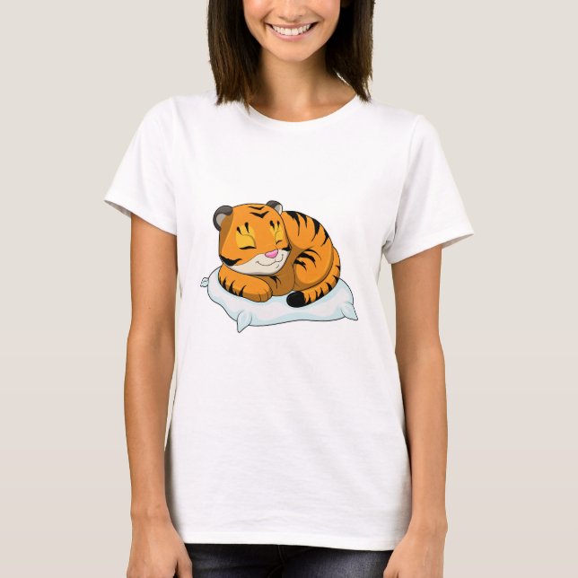 Camiseta Tigre durmiendo con almohada (Anverso)
