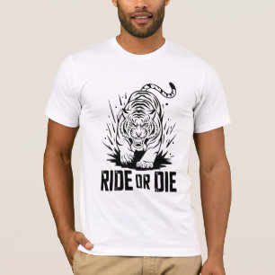 Camiseta Tigre en bicicleta o muerto: sin miedo e indomable