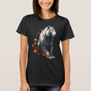 Camiseta Tigre en blanco - Arte de flores - Tigre de arte a