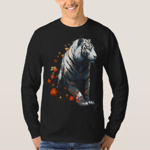 Camiseta Tigre en blanco - Flores de arte - Tige de arte an