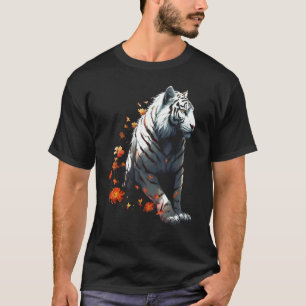 Camiseta Tigre en blanco - Flores de arte - Tige de arte an