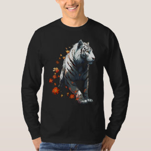 Camiseta Tigre en blanco - Flores de arte - Tige de arte an