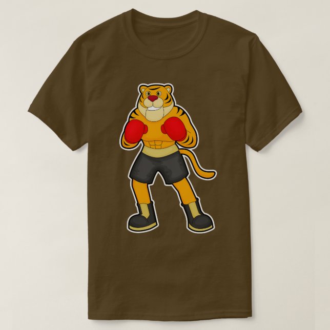 Camiseta Tigre en boxeo con guantes de boxeo (Diseño del anverso)