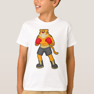 Camiseta Tigre en boxeo con guantes de boxeo