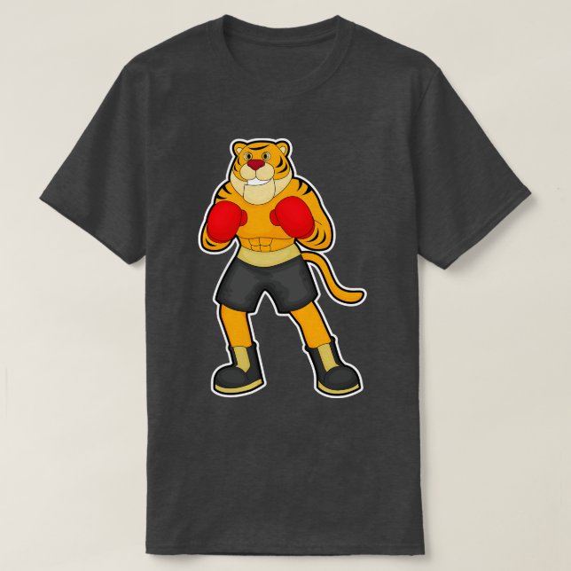 Camiseta Tigre en boxeo con guantes de boxeo (Diseño del anverso)