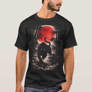Camiseta Tigre en el bosque de la luna roja - Arte animal j