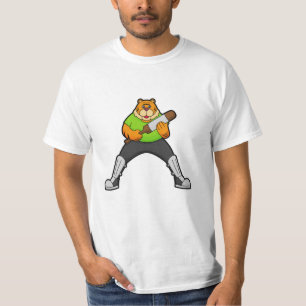 Camiseta Tigre en el críquet con bate de críquet