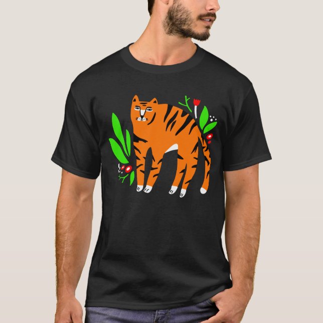 Camiseta Tigre en flores (Anverso)