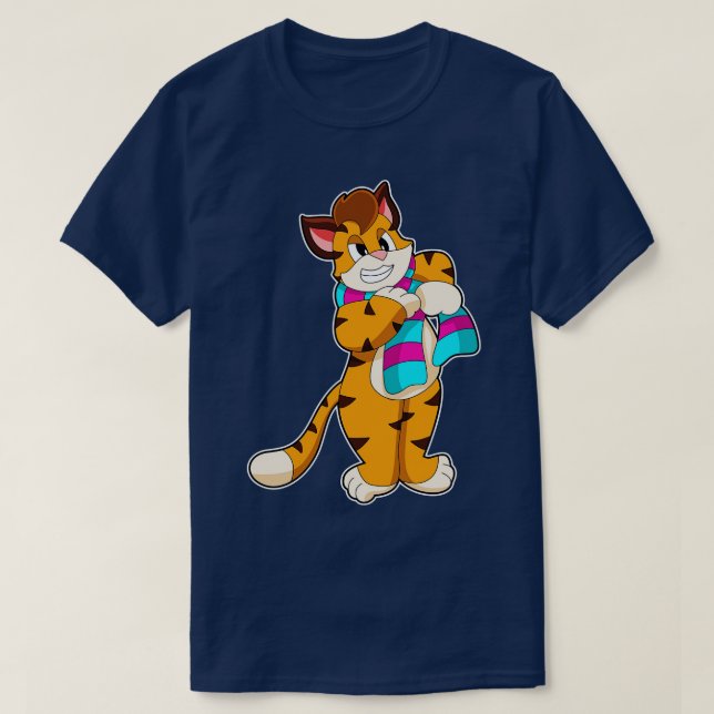 Camiseta Tigre en invierno con bufanda (Diseño del anverso)