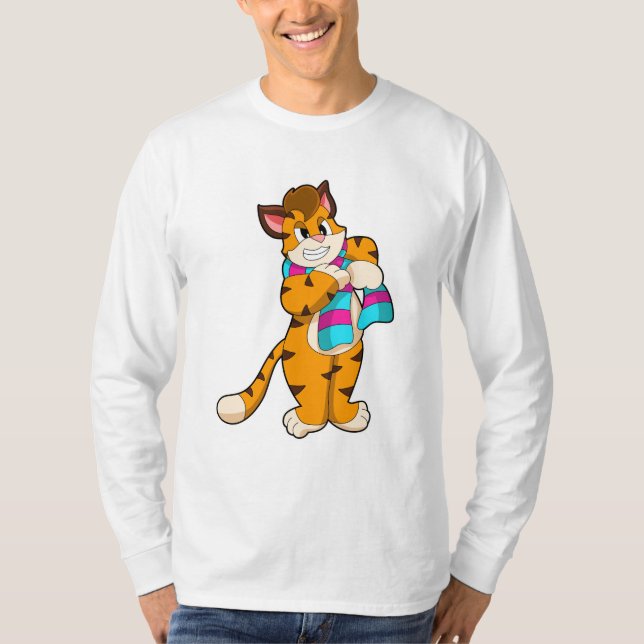 Camiseta Tigre en invierno con bufanda (Anverso)