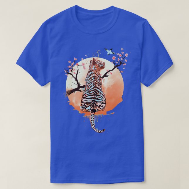 Camiseta Tigre en la versión oscura del árbol sakura (Diseño del anverso)