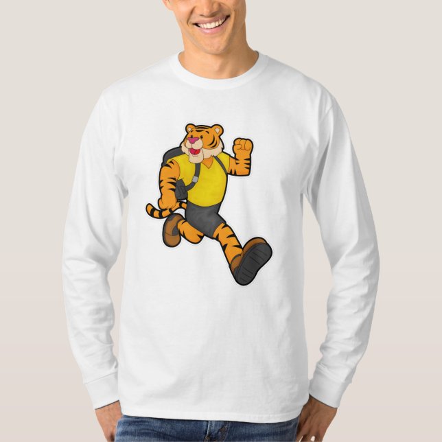 Camiseta Tigre en marcha con mochila (Anverso)