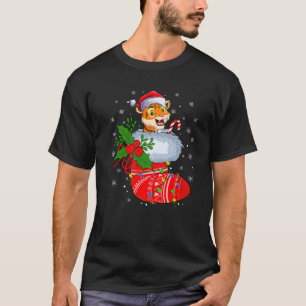 Camiseta Tigre En Navidades Socks Santa Claus enciende Navi