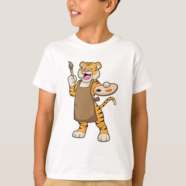 Camiseta Tigre en pintura con pintura con pintura y pincel (Anverso)