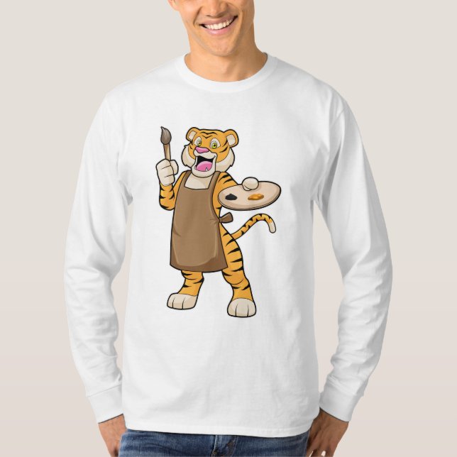 Camiseta Tigre en pintura con pintura con pintura y pincel (Anverso)