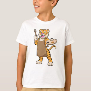 Camiseta Tigre en pintura con pintura con pintura y pincel
