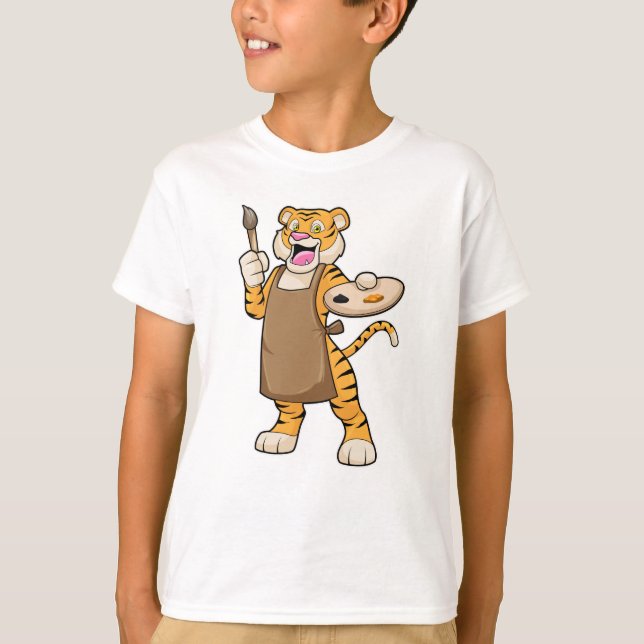 Camiseta Tigre en pintura con pintura con pintura y pincel (Anverso)