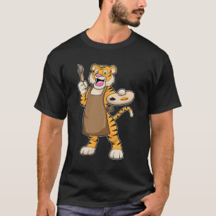 Camiseta Tigre en pintura con pintura con pintura y pincel
