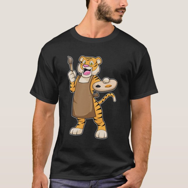 Camiseta Tigre en pintura con pintura con pintura y pincel (Anverso)