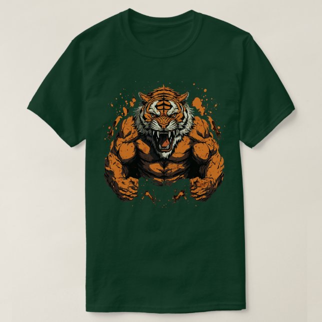 Camiseta Tigre enojado con músculos (Diseño del anverso)