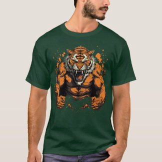 Camiseta Tigre enojado con músculos