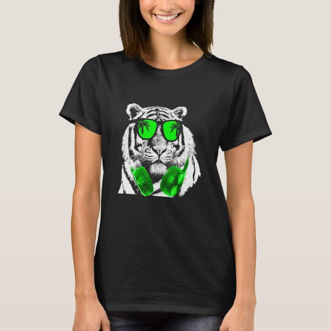 Camiseta Tigre Gafas de sol Auriculares Fiesta Tigre Lover  (Anverso)
