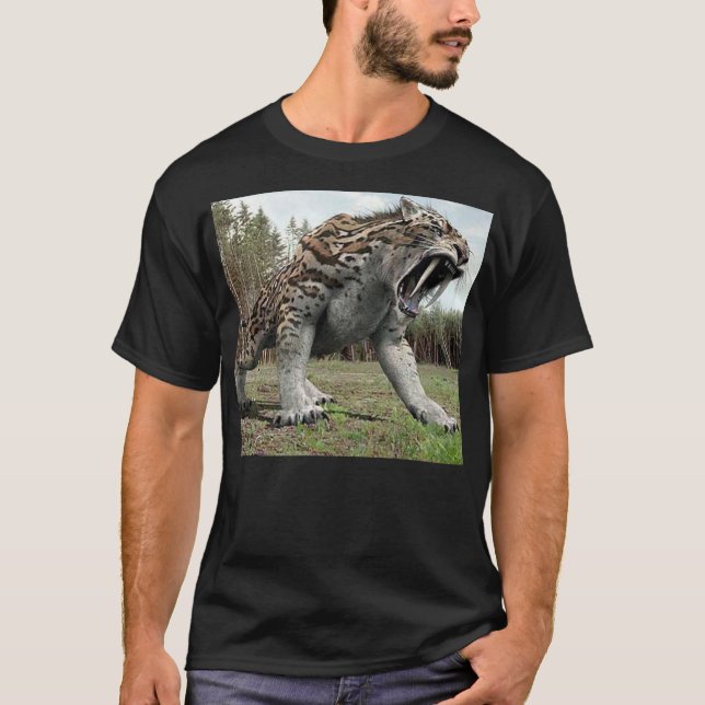 Camiseta Tigre grande del diente del sable que gruñe (Anverso)